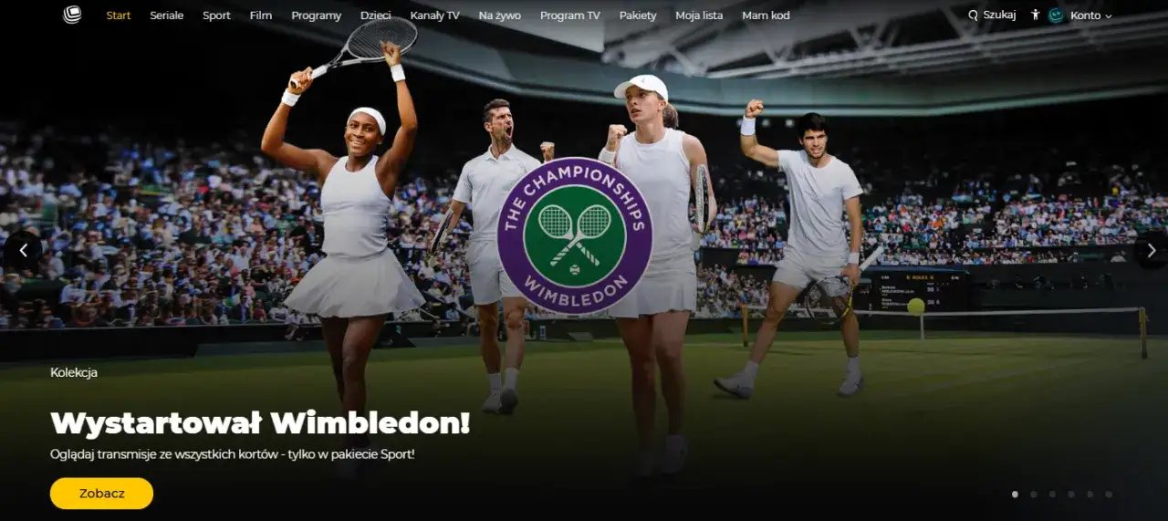 Polsat Box Go interfejs Wimbledon